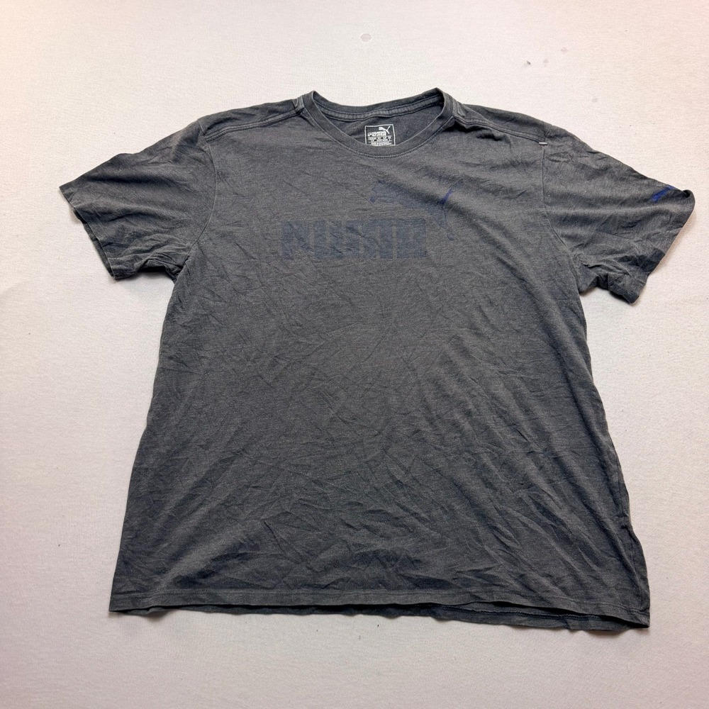 Puma Graphic T-Shirt Mens Large Gray Good Short Sleeve Crewneck Logo Tee